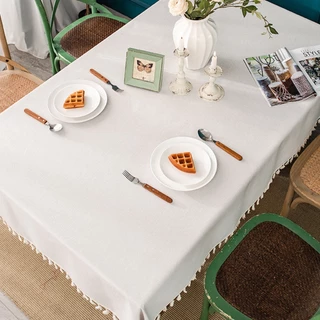 MODUS Mesa Simples Pano De Mesa De Branca Com Borlas, Utensílios Domésticos