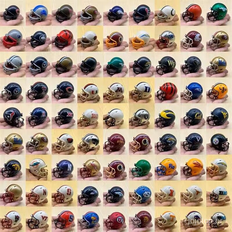 Carga a granel genuíno 1/4 1/6 Capacete de futebol americano RIDDELL coleciona pequenos brinquedos de capacete de equipe da NFL