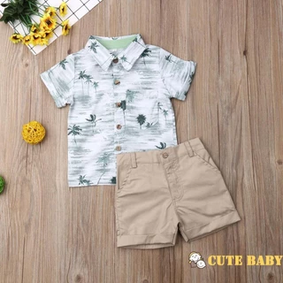 Eph-Conjunto De Verão Para Bebês Meninos, Mangas Curtas, Camisa Estampada Com Coqueiro E Shorts Cáqui, 1 a 6 Anos