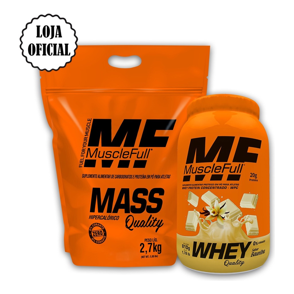 Kit Whey Protein Quality 810g + Hipercalórico Mass 2,7kg Mf