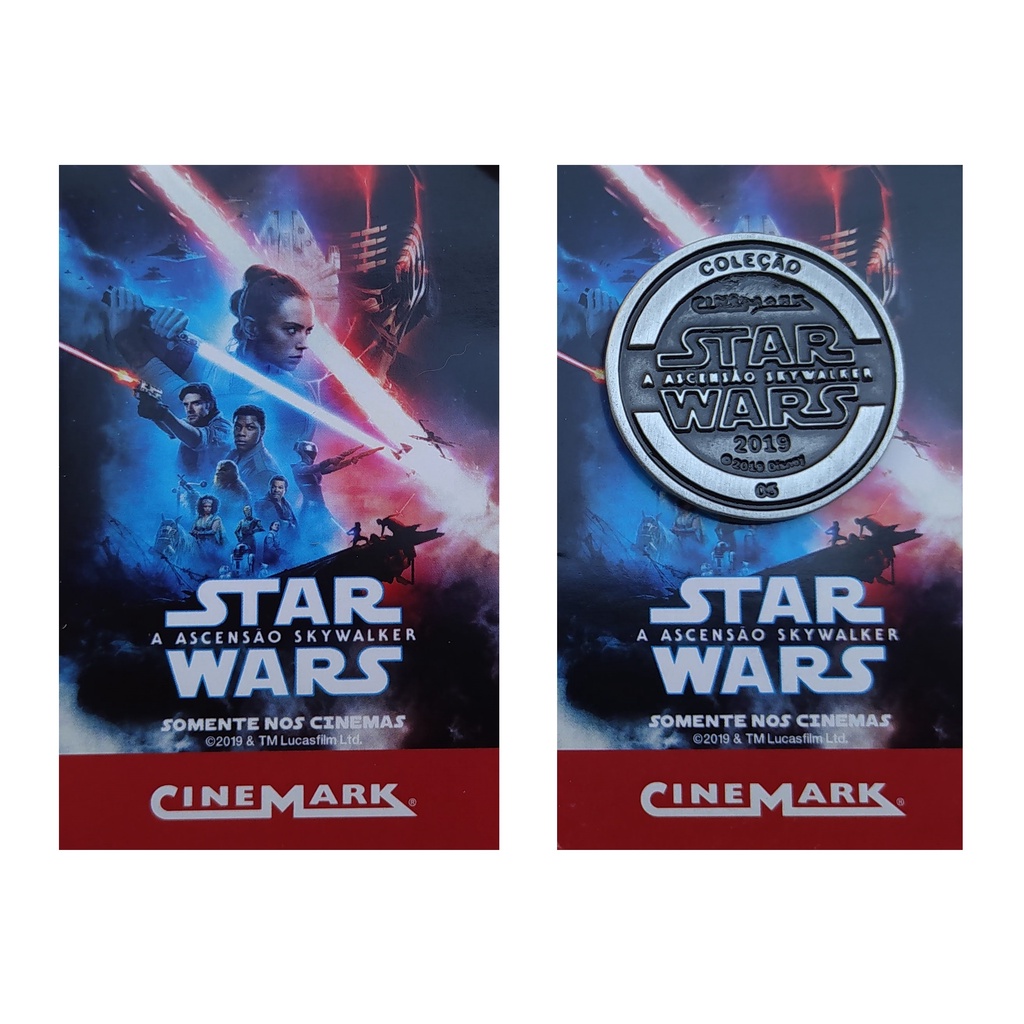 Moeda Cinemark Star Wars Medalha Metálica Colecionável de Cinema A Ascensão Skywalker