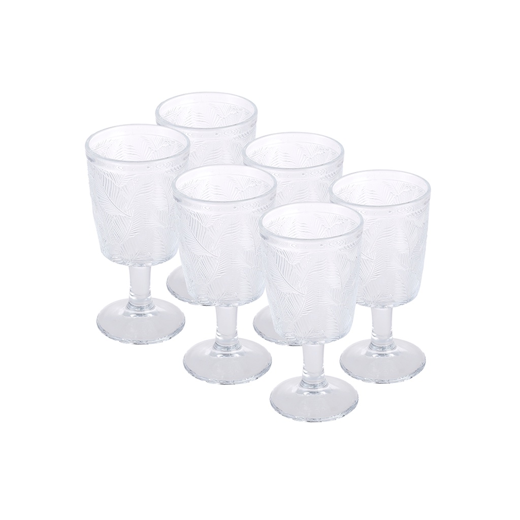 Jogo 6 Taças Leafs Em Vidro Para Água Suco 320ML