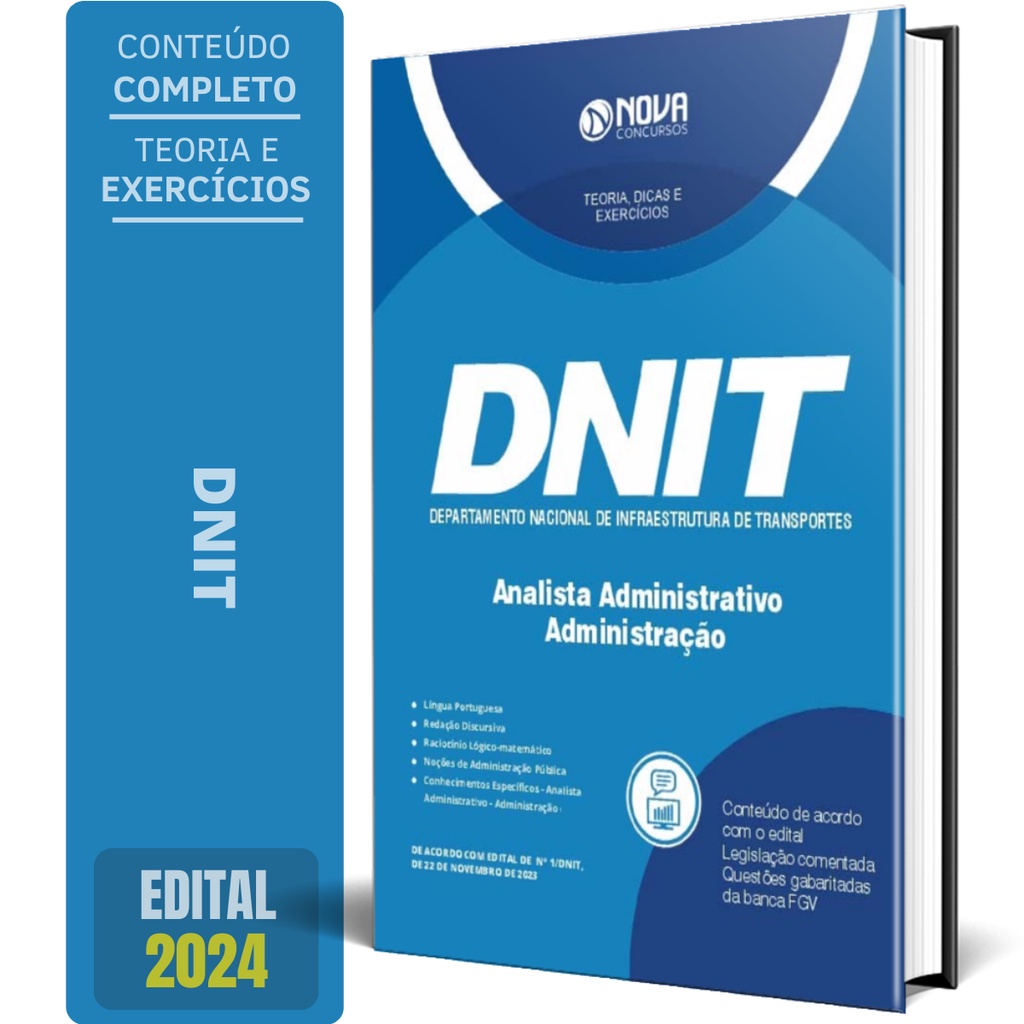 Apostila DNIT 2024 Analista Administrativo Administração Shopee