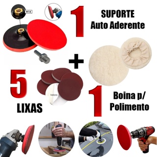 Suporte Para Esmerilhadeira e Furadeira + 1 Boina + 5 Lixas