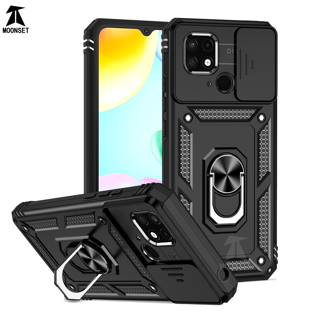 Para Redmi 10C 10A 9A 9C 9T POCO C40 Caixa Com Tampa Deslizante Câmera Anti-Queda De Proteção Serviço Pesado Porta-Anel Rotativo Slim Fina Telefone