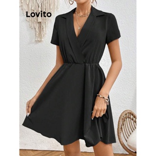 Lovito Vestido Básico Liso Casual Para Mulheres L74ED068