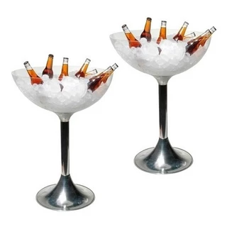Kit 2 Baldes Champanheira E Cerveja Gelo Em Acrilico Com Pe em Oferta na Shopee