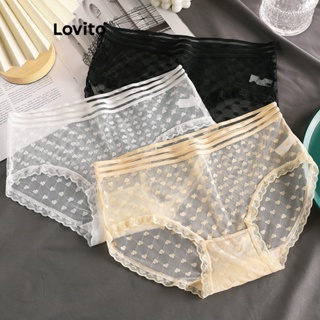 Lovito Calcinha Casual De Renda Lisa Para Mulheres LNA41023