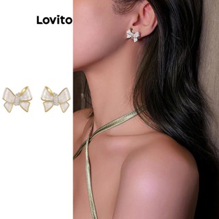Lovito Brincos De Zircão Elegantes Com Arco Liso S925 Para Mulheres LFA11037