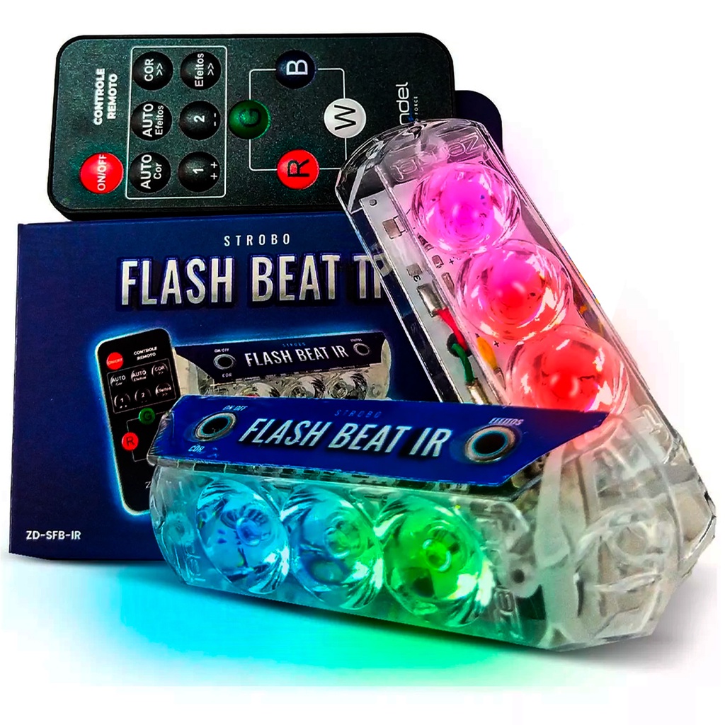 Kit Strobo Flash Beat Ir Zendel Controle Som Automotivo Rgb | Shopee Brasil