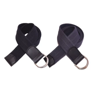 Kit 2 Cintos Masculino Preto e Cinza em Lona Premium Modelo Meia Argola
