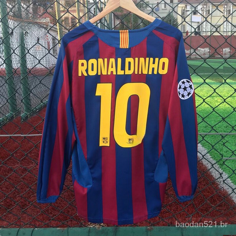 Retro Futebol Terno 2005-2006Year BS Longo 10 # RONALDINHO Camisa Personalização