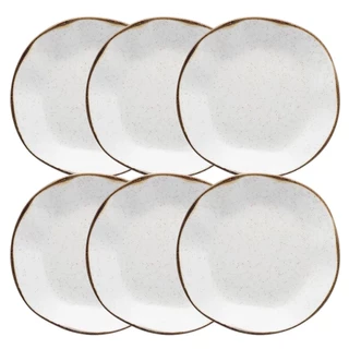 Cj 6 Pratos Fundos em Porcelana Oxford Maresia 22,5cm