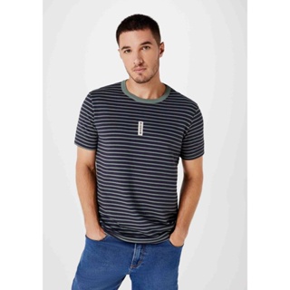 Camiseta Masculina Listrada Com Bordado