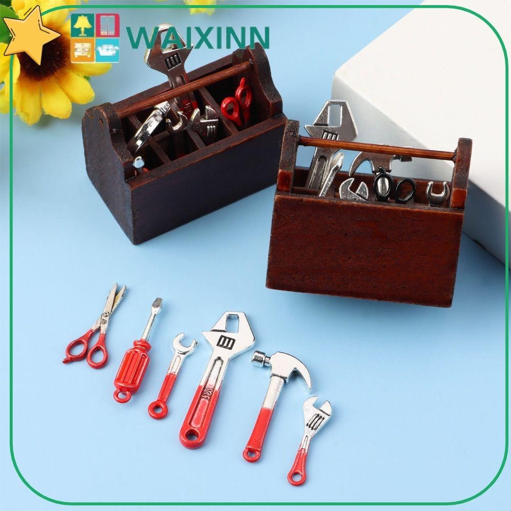 Kit Dollhouse WAIXINN Brinquedos Martelo Tesoura Chave De Fenda Miniatura Caixa De Ferramentas