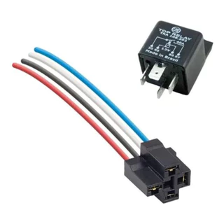 Rele Auxiliar Automotivo 4 Pinos 12v 40a Com Plug Conector Porta Rele