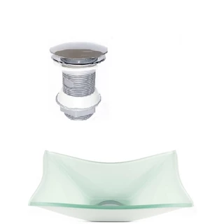 CUBA DE VIDRO RETANGULAR 39CM BRANCA + VALVULA CLICK