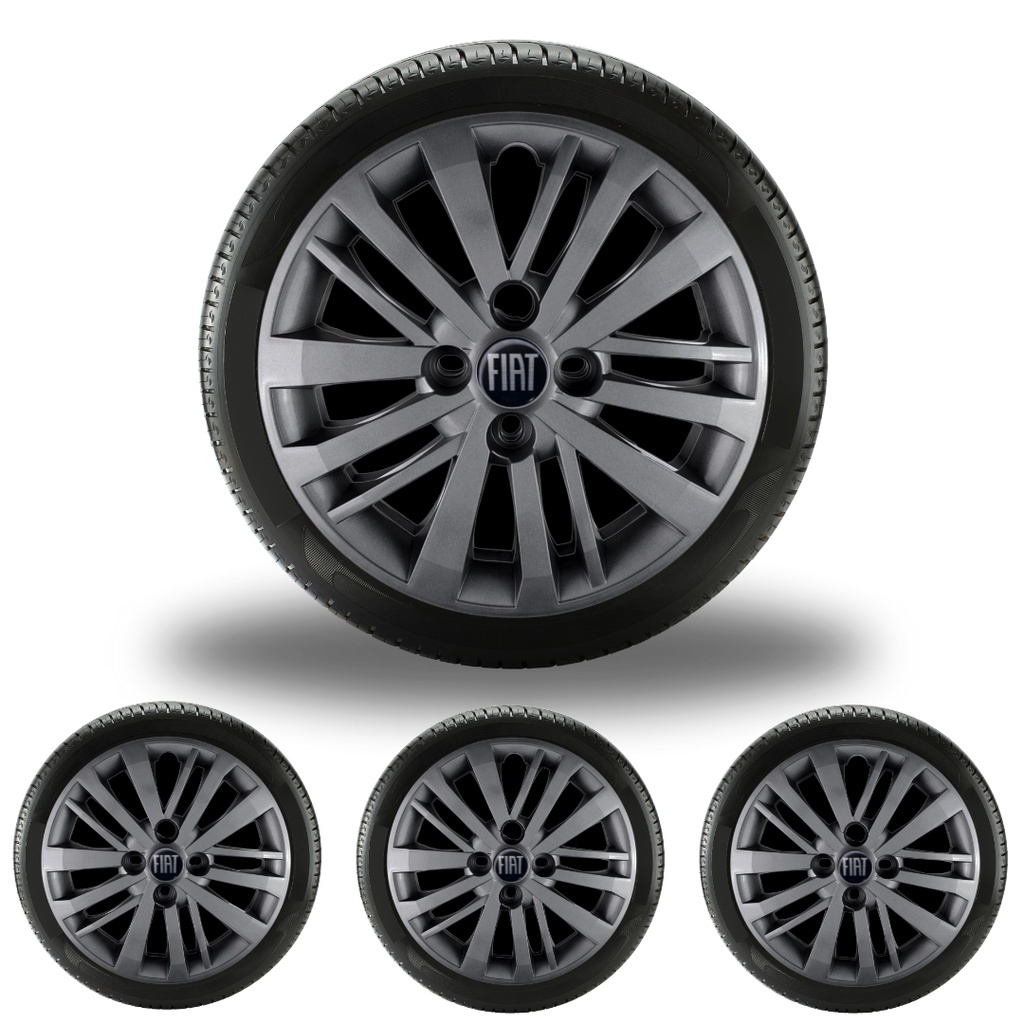 Jogo 4 Calotas Fiat Cronos Argo 2023 Aro 14 Grafite Brilhante