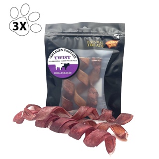 KIT 3 Petisco Natural Para Cães Twist com 3un Mordedor Peppy Dog