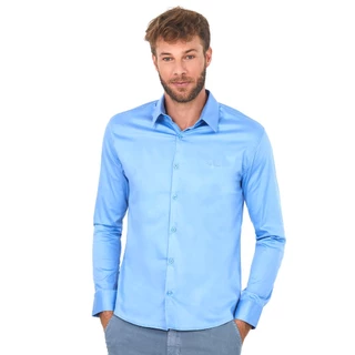 Camisa Masculina Malha Aflex Social Polo Wear Azul Claro