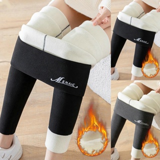 Leggings femininas forradas de lã cintura alta calças compridas