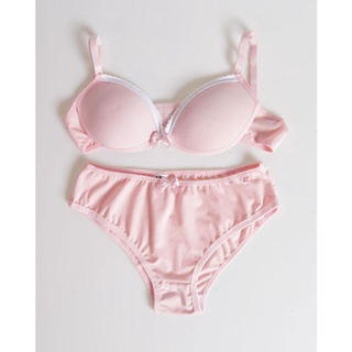 Conjunto Juvenil Calcinha e Sutiã Bojo Liso Rosa Claro