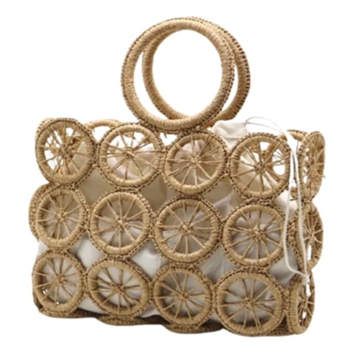 Bolsa Feminina Praia Piscina Vazada Croche Palha Verao