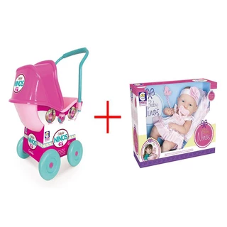 Boneca Baby Ninos Reborn + Carrinho de Lapela - Cotiplas