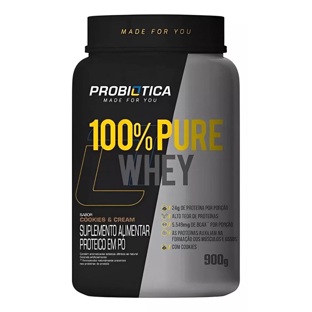 Whey Protein 100% Puro Cookies And Cream 900g – Probiótica