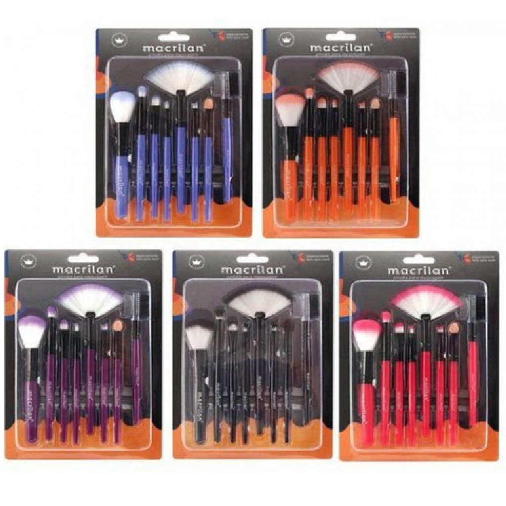 Kit 8 Pincéis Profissionais Macrilan para Maquiagem