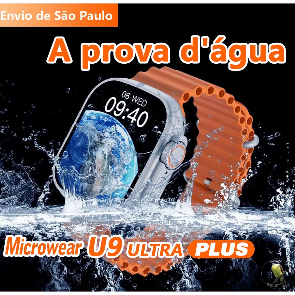 -Bemtevi-Microwear U9 Ultra Plus Relógio inteligente Smartwatch à prova d'água IP68 Série 9 Bússola 2.2 Tela Grande 49mm GPS Pista Homens Esporte Original IWO Smartwatch