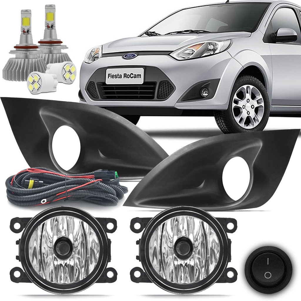 Kit Farol De Milha Neblina Fiesta Rocam 2011 2012 2013 2014 + Led ...