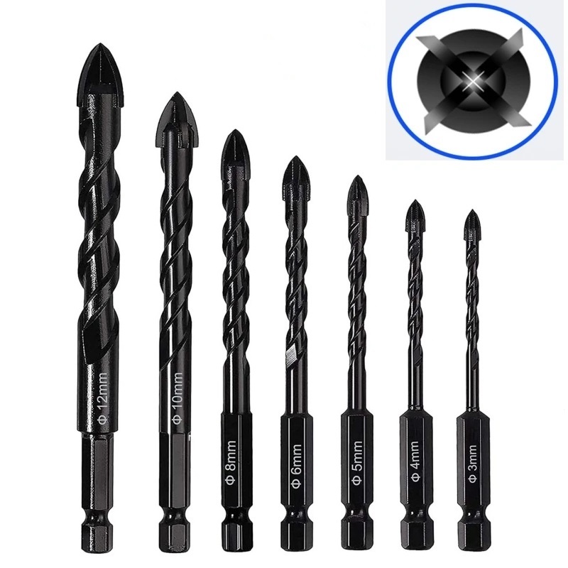 VOKTTA Jogo De Brocas De 3-12mm Vidro Para Concreto Alvenaria Tijolos Plástico E Madeira Ferramentas De Perfuração De Ponta He