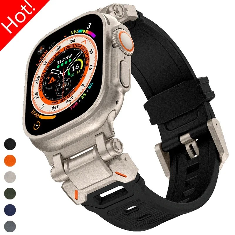 【 Novo Em stock 】 Soft Correia Para Iwatch Ultra 2 Band 49mm 45mm 44mm 42mm Metal Conector De Aço Inoxidável TPU Pulseira 9 8 7 6 SE 5 4