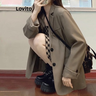 Lovito Blazer Lisa com Botões na Frente para Mulheres LNE21208 (Marrom)