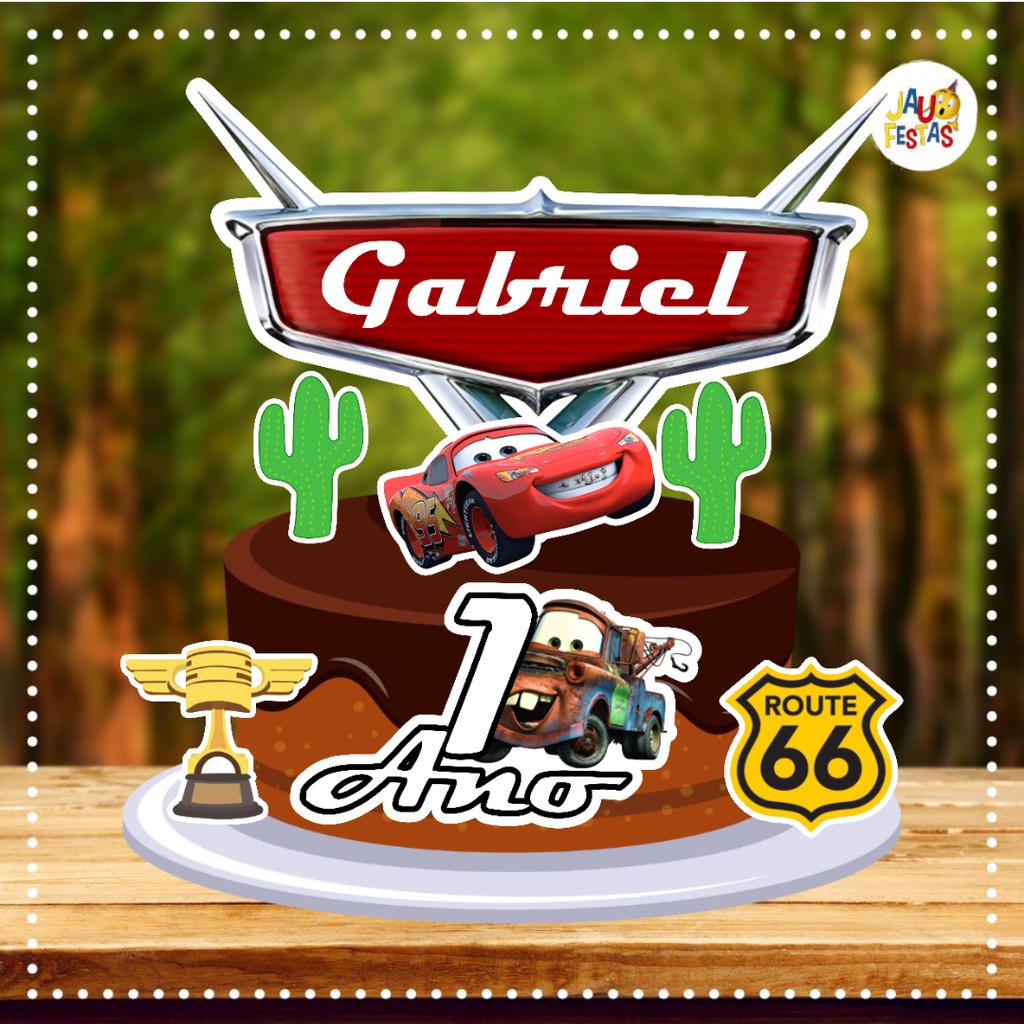 Topo de Bolo Personalizado - Carros