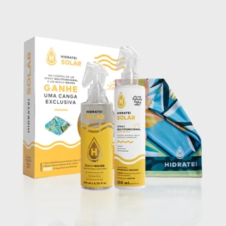 Kit Proteção Hidratei Solar - 1x Beach Waves - Texturizador Capilar +1x Spray Multifuncional - Condicionante Capilar + Canga Hidratei
