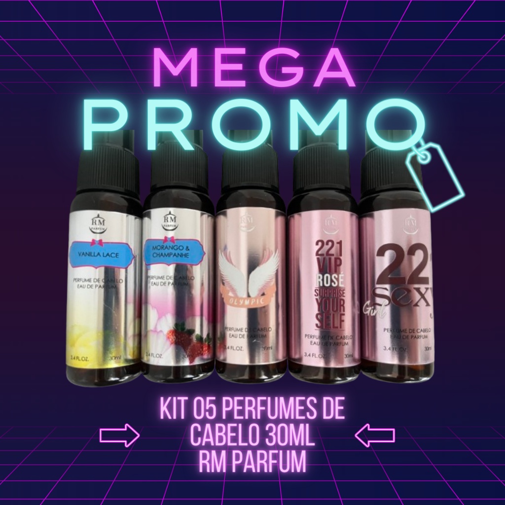 Kit 05 Perfumes de Cabelo 30ml - RM Parfum