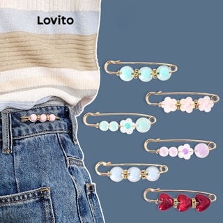 Lovito Broches Casuais De Flores Lisas Com Strass Para Mulheres LFA11231