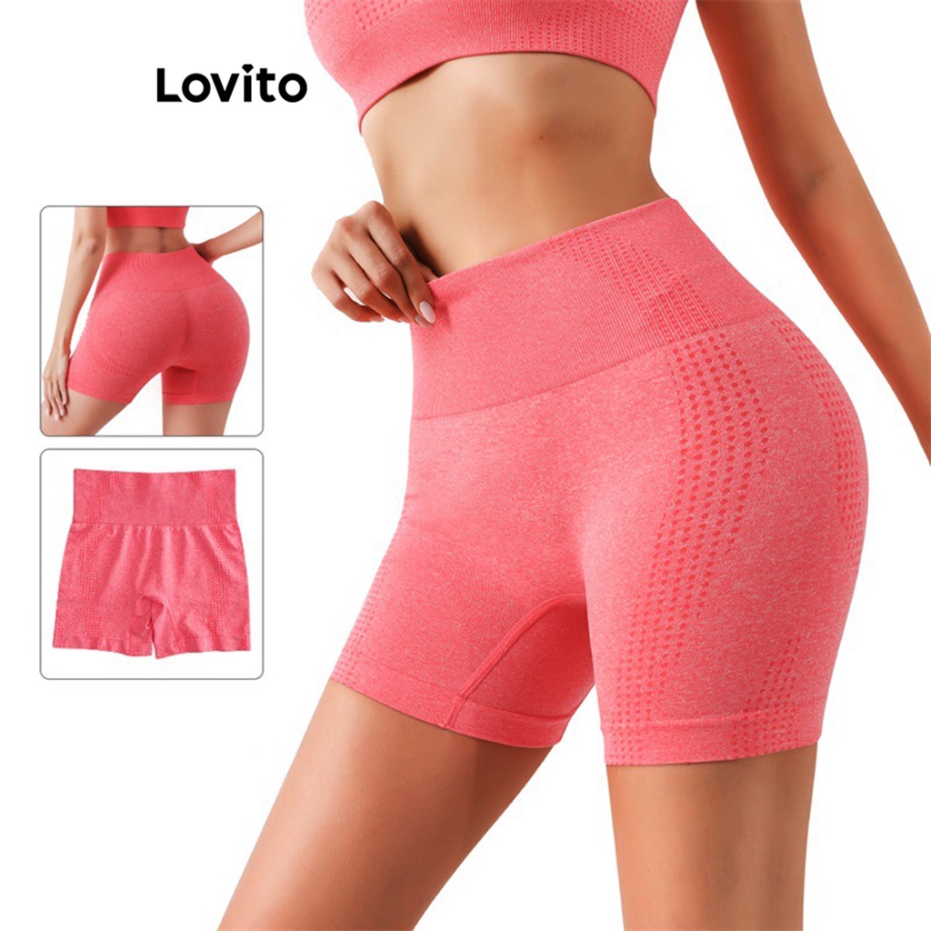 Lovito Shorts Esportivos Lisos De Alta Elasticidade Para Mulheres LNL43213