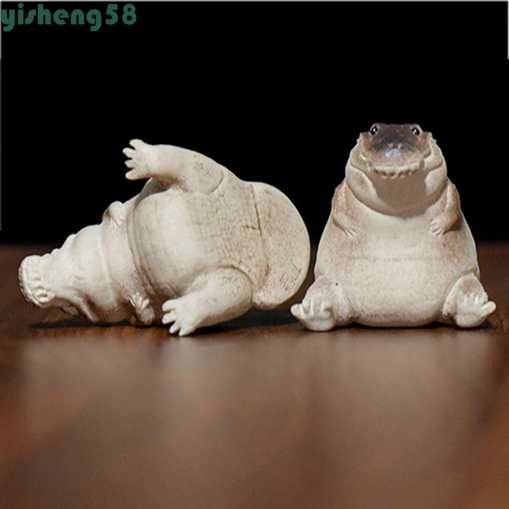 YISHENG Crocodile Tea Pet , Vívido Pequeno Zisha Crocodilo , Belas Artesanato Em Barro Roxo Escritório Fofo