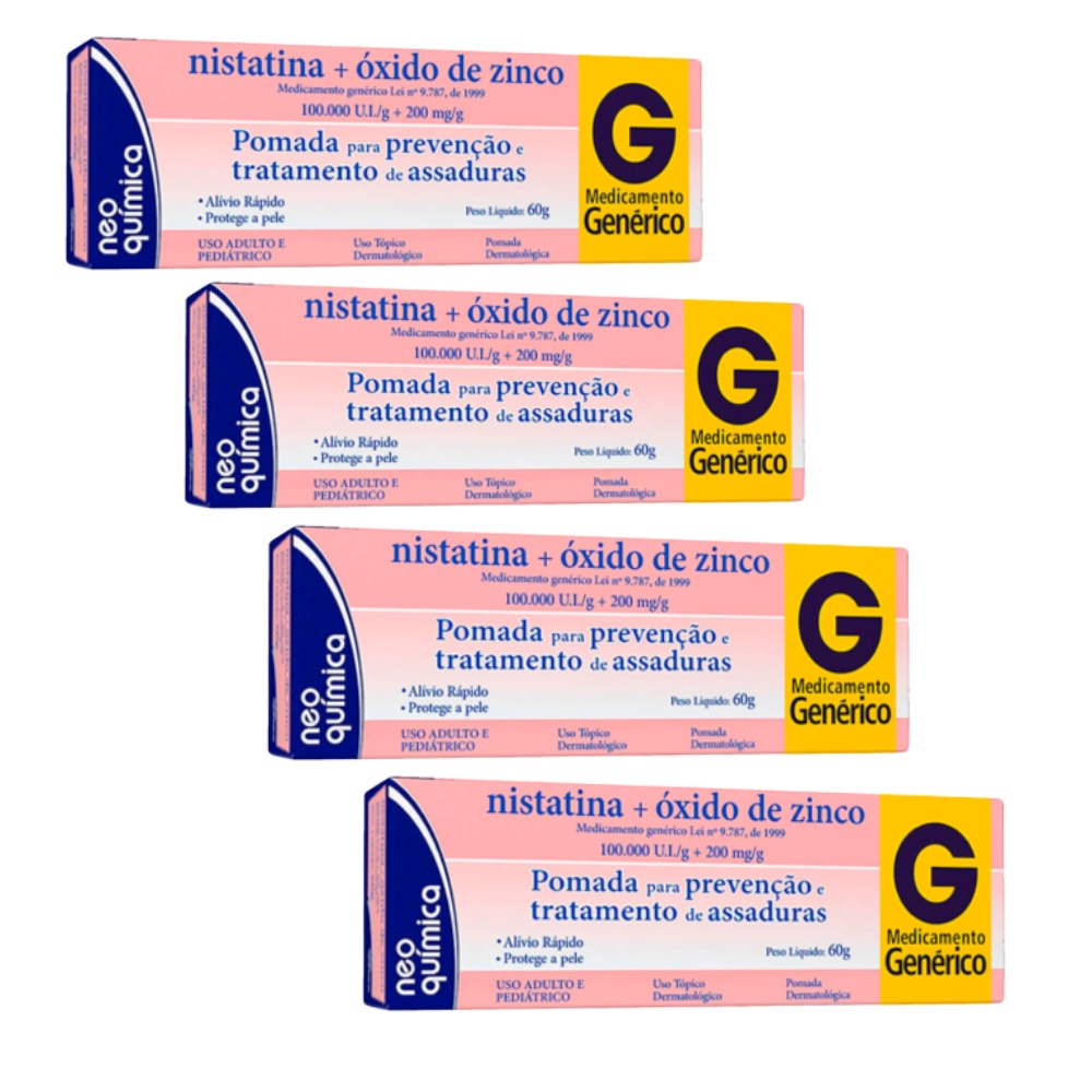 Kit 4 Pomadas para Assaduras Neo química Nistatina 60 g cada 7896714224688 COT