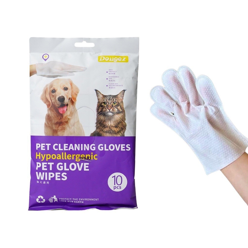 Luvas Descartáveis Para Higienização De Pets Limpeza Banho a Seco Gato ...