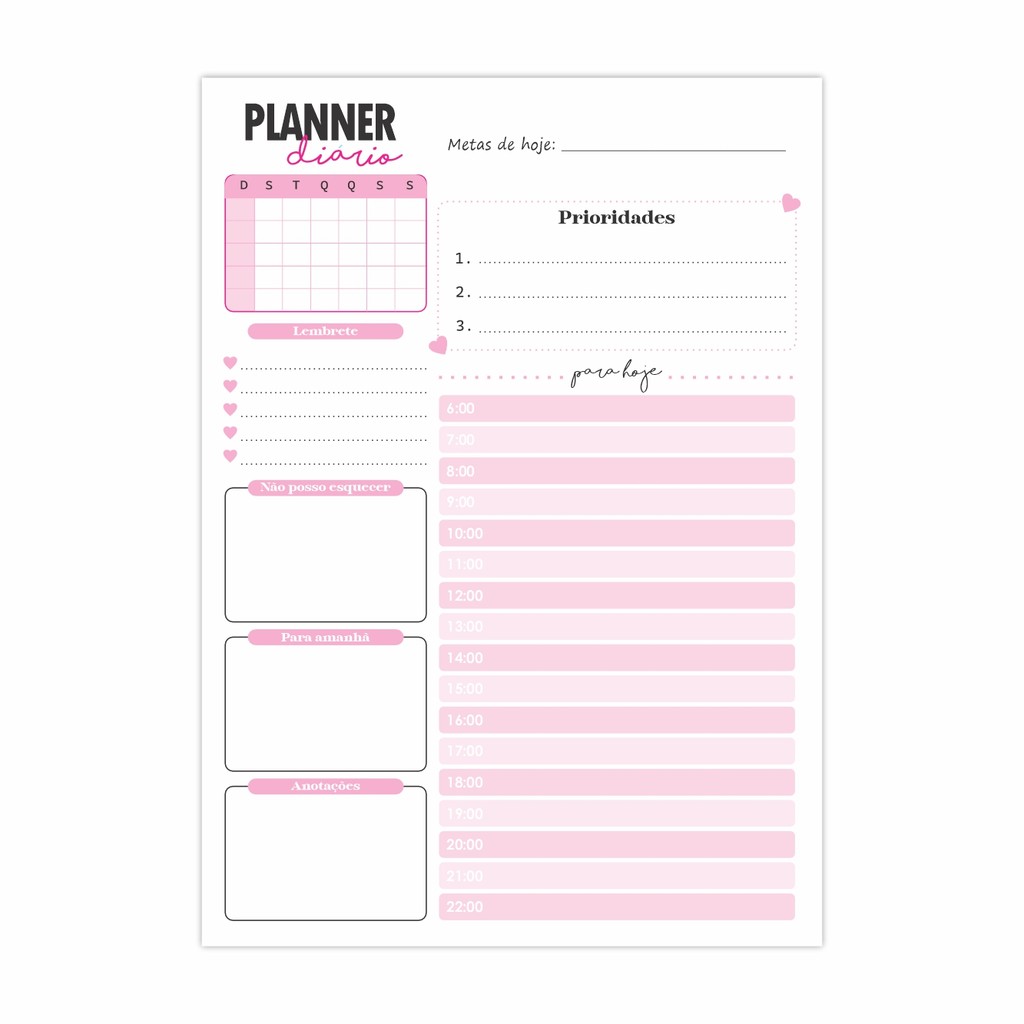 PLANNER DIÁRIO PRONTA ENTREGA ROSA | Shopee Brasil