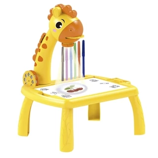 Mesinha Lousa Projetora De Desenhos Infantil Amarelo Com Som Castela Brasil