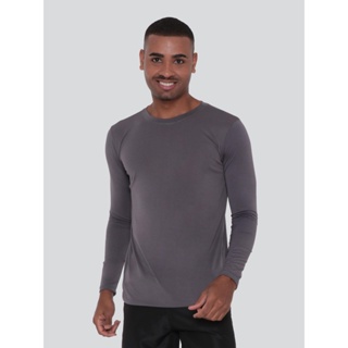 Camiseta Masculina Fitness Manga Longa Cinza