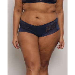 Calcinha Plus Size Feminina Caleçon Renda Marinho