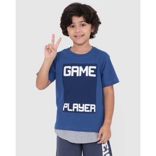 Camiseta Infantil Recorte Barra Game Player Azul