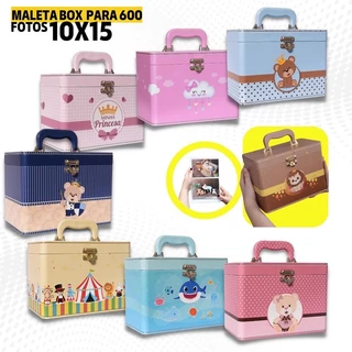 Maleta Box p/ 600 Fotos 10x15 Bebê Infantil Estampas Álbum Fotográfico em Oferta na Shopee