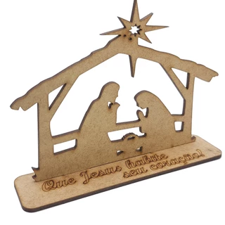 Kit 10 Presépio De Natal De Mesa Sagrada Família 16cm - Lembrancinha Decoração MDF Cru